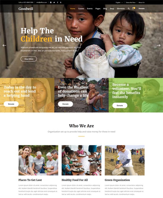 goodwill charity wordpress theme 