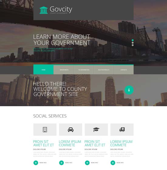government responsive website template