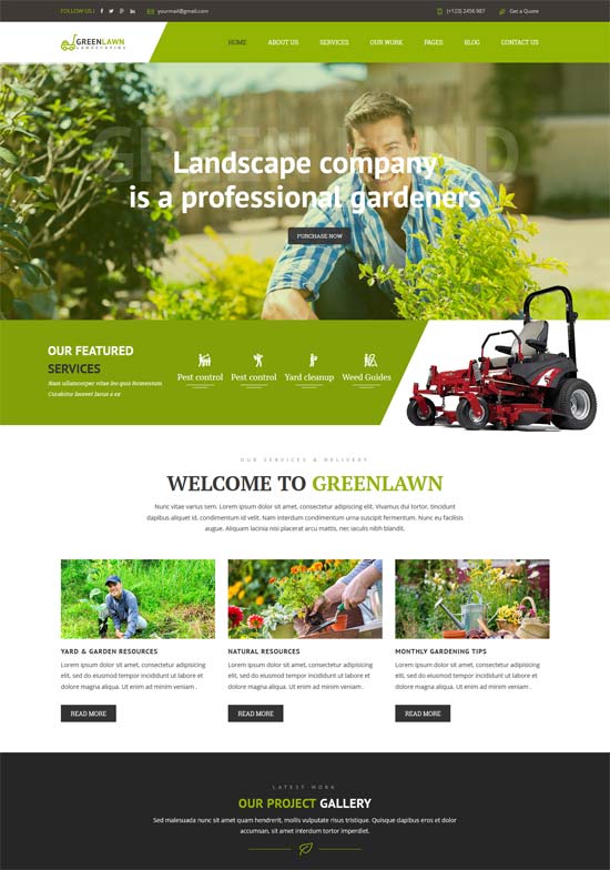 greenlawn gardening landscaping html template 