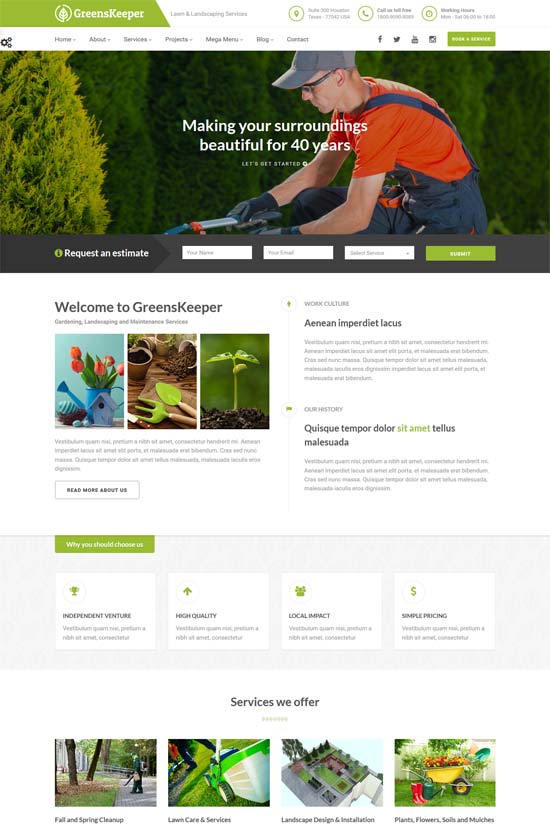 greenskeeper gardening landscaping html5 template 