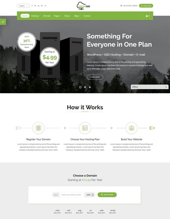 greenssd technology hosting template 