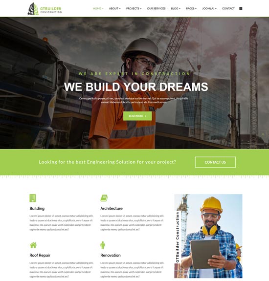 gtbuilder construction building joomla template 