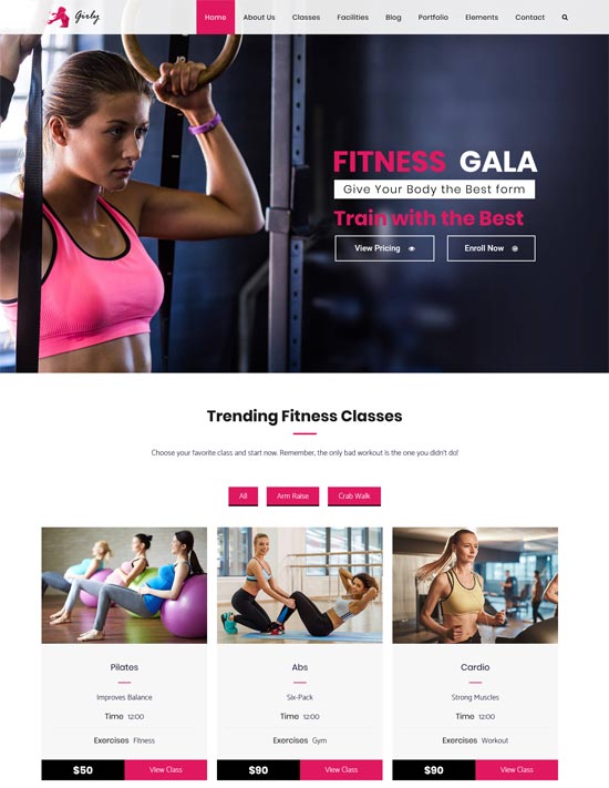 gym women fitness gym wordpress theme