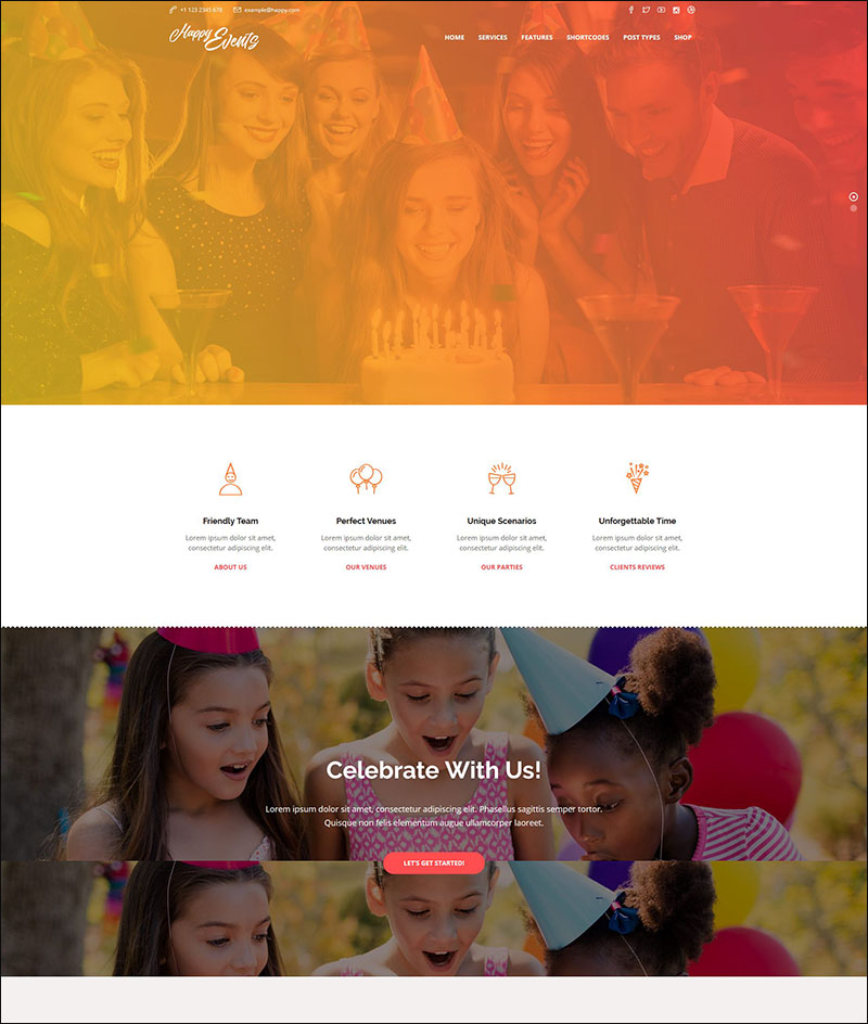 Happy Events - Holiday, Event Agency & Planner Events WordPress Theme