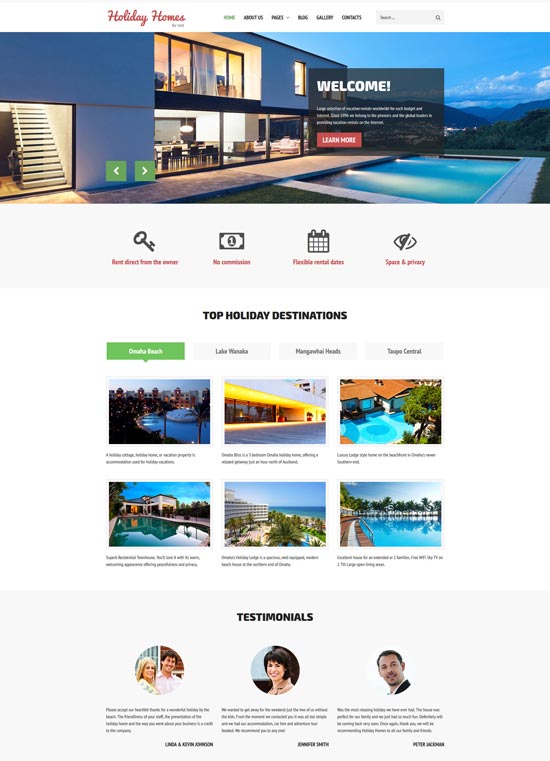 holiday homes real estate joomla template