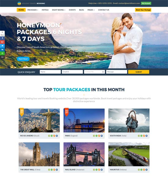 holiday travels online ticket booking html5 template 