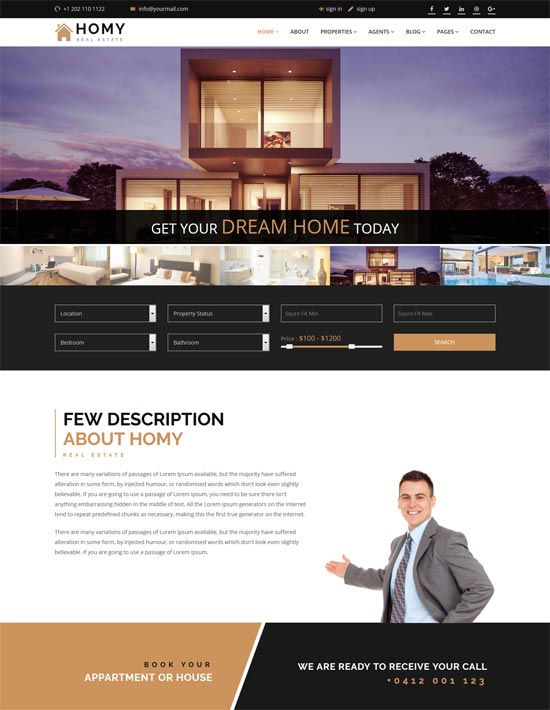 homy real estate html template 