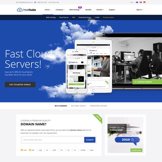hosthubs web hosting domain site template 