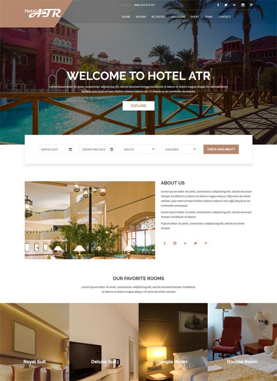 hotel atr hotel resort html template 