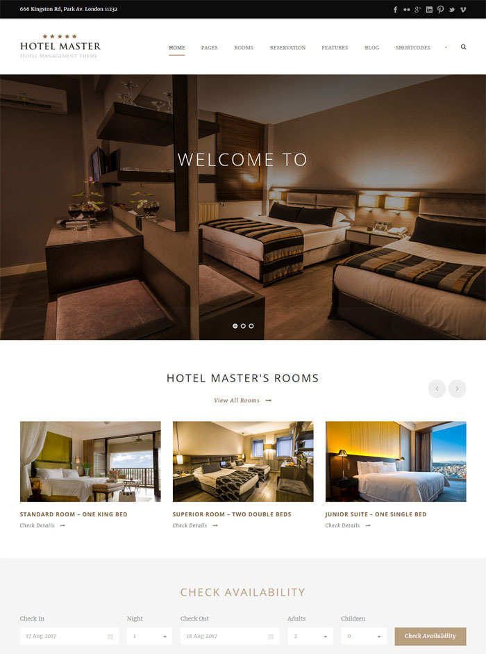 hotel master wordpress theme