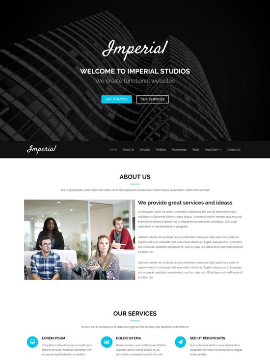 imperial free onepage bootstrap theme