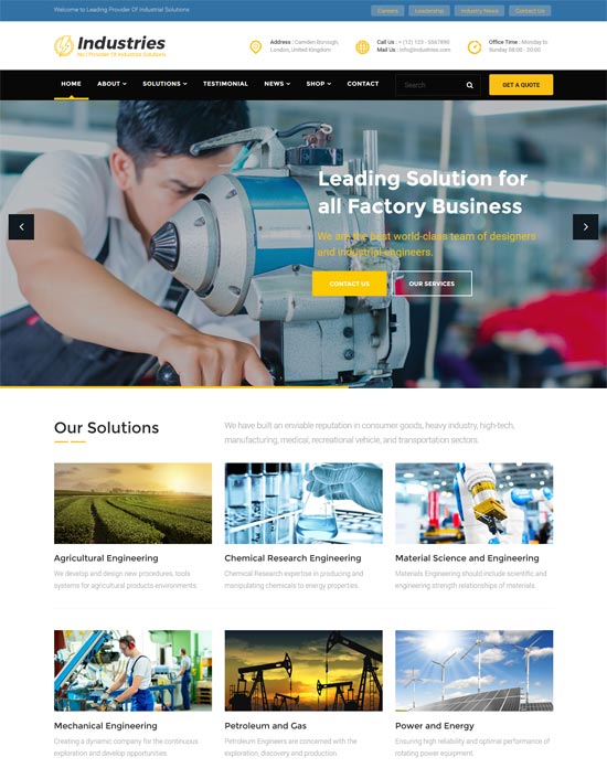 industries company html template 