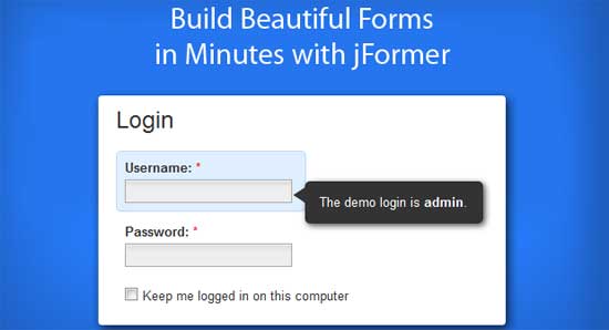 Slick jQuery Login Form for WordPress