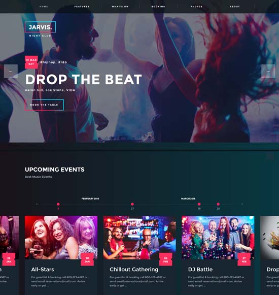  jarvis Nachtclub wp theme