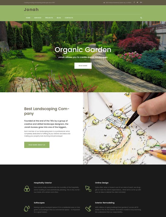 jonah landscape design wordpress theme