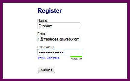A rich password widget for your web forms