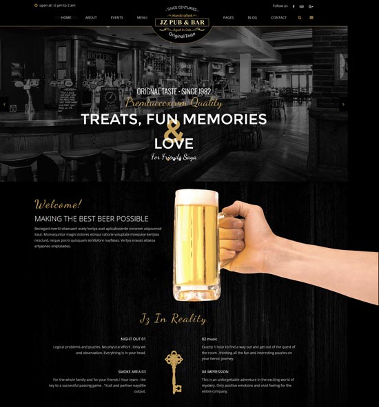 jz pub bar website template