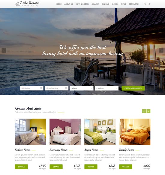 lake resort hotel html template 