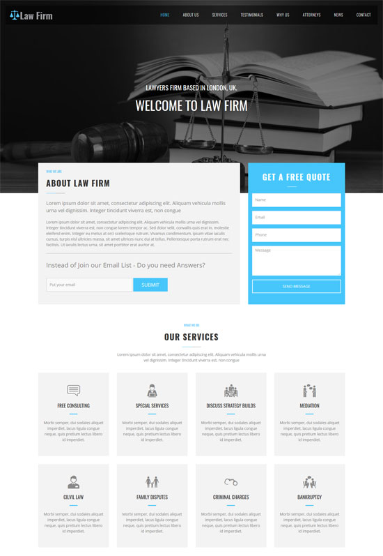  law firm one page website template