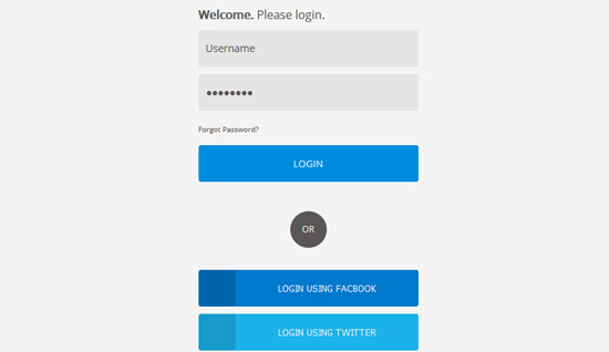 Login with Facebook or Twitter 