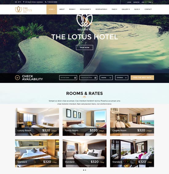 lotus hotel booking html template 