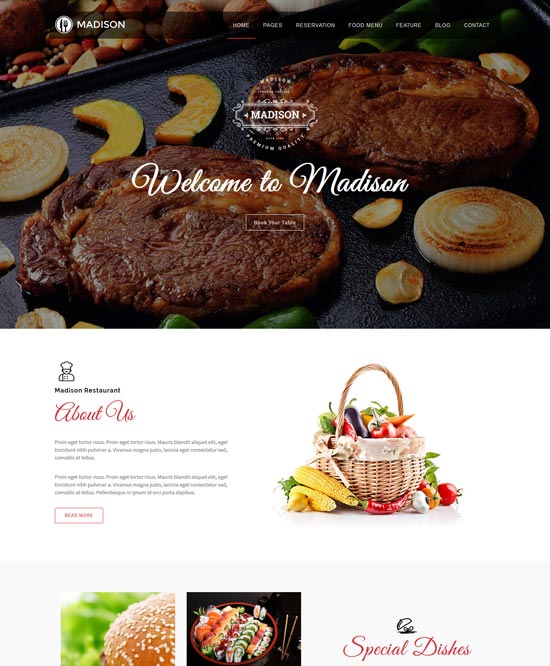 madison joomla restaurant template 