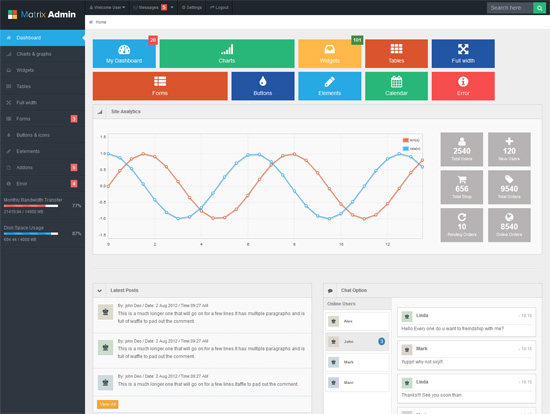 matrix admin free html dashboard template 