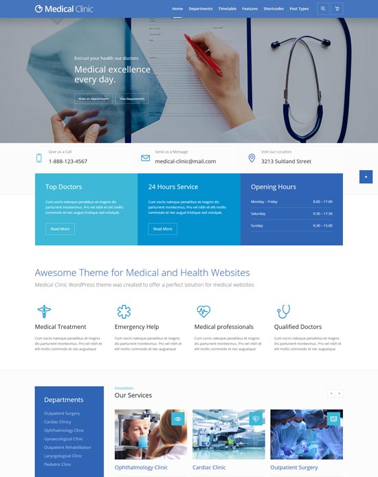 medical clinic health WordPress theme 