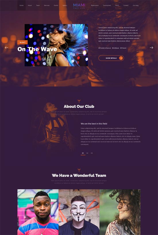 miami night club responsive tema 