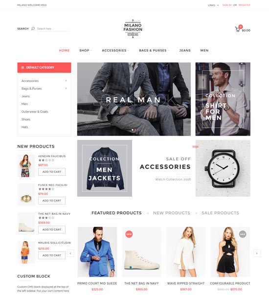 milano fashion magento theme