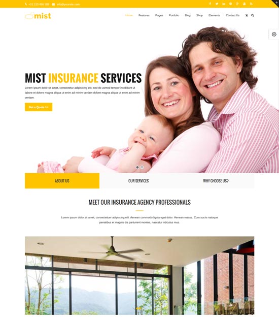 mist insurance WordPress theme