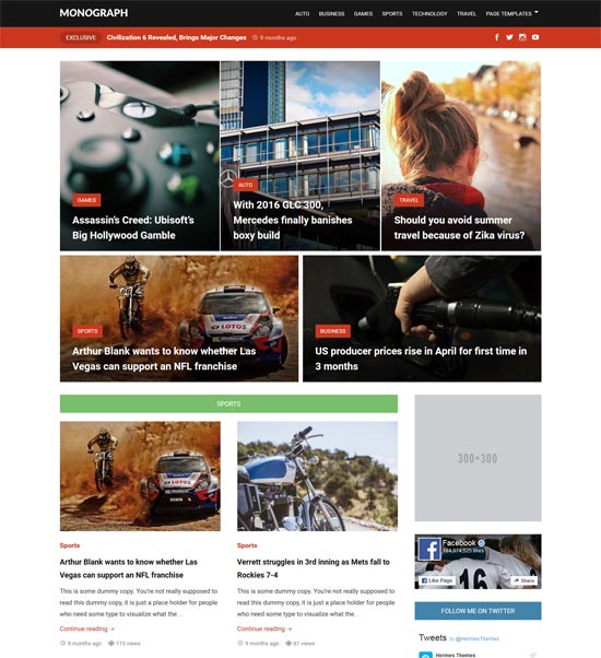 monograph free modern magazine theme