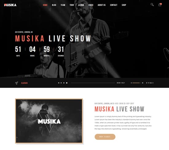 musika music band joomla template 