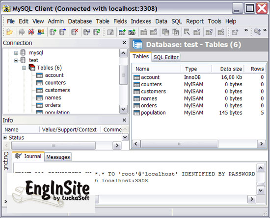 Client voor MySQL door EngInSite