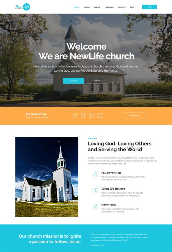 new life church religion site template 
