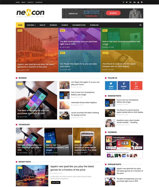 newcon news responsive blogger template 