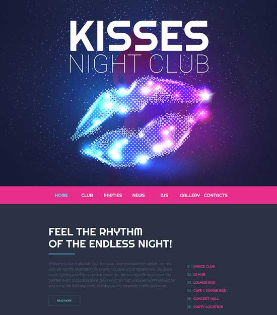  Nighttime Entertainment Website Template