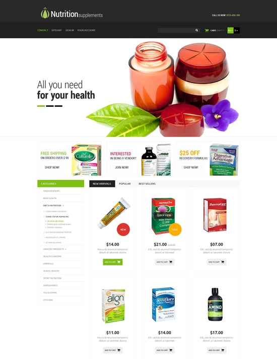 nutrition products prestashop theme