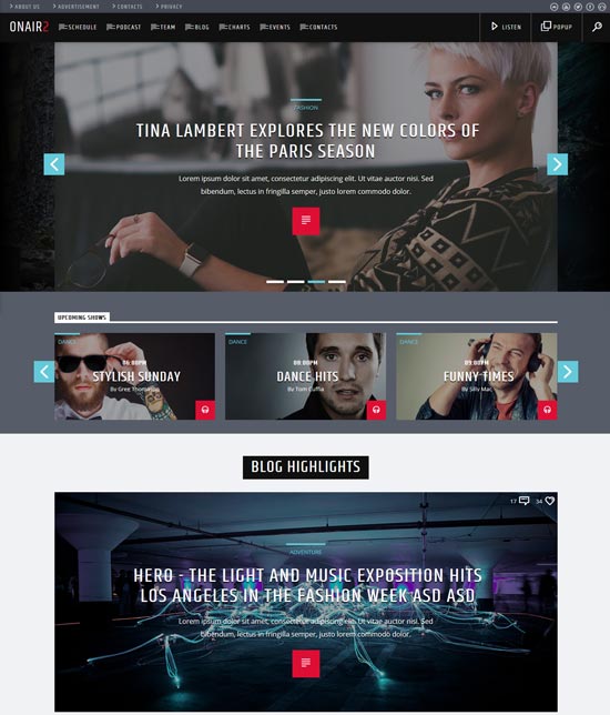 on air radio station html template