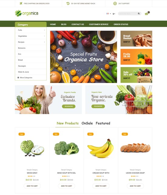 organica organic food magento theme 