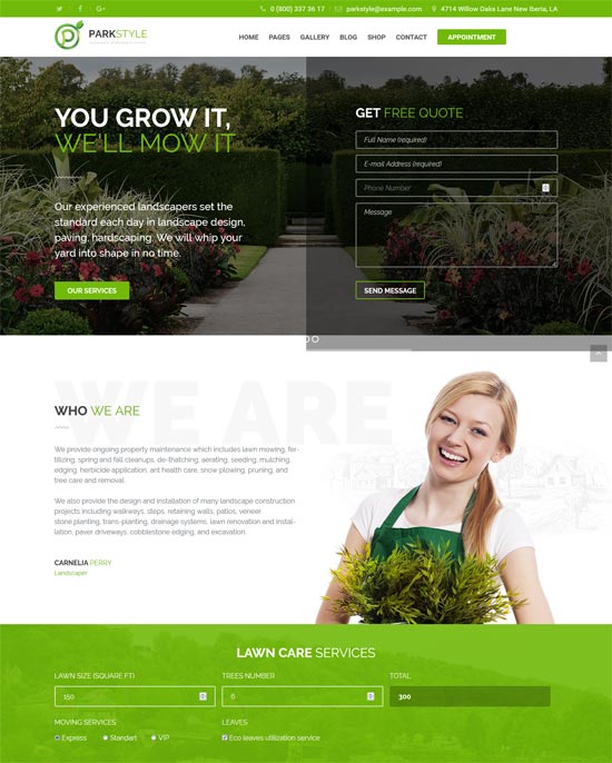 parkstyle landscape design wordpress theme 