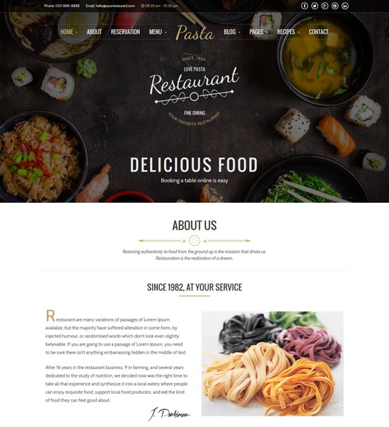 pasta restaurant html template 