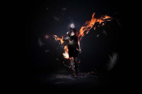 Dark Scene with Fiery Effect in Photoshop