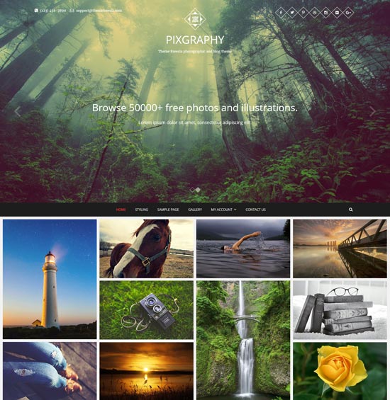 pixgraphy free responsive photography WordPress theme