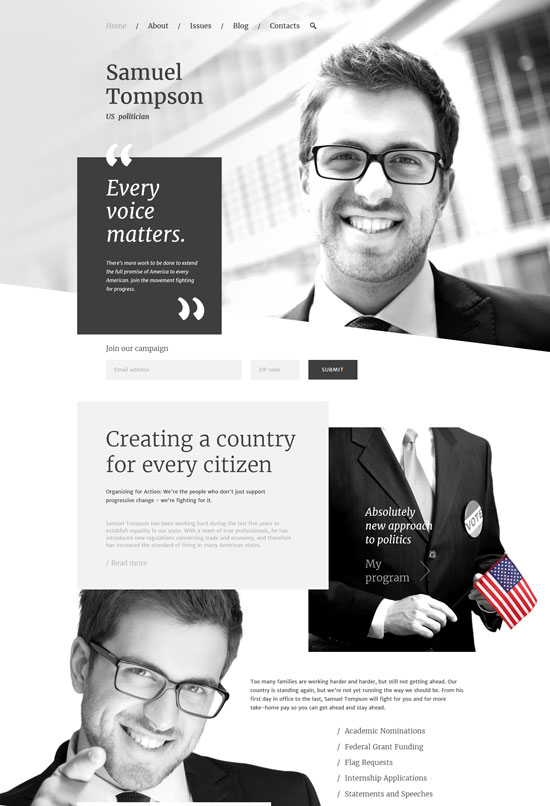 political candidate html template