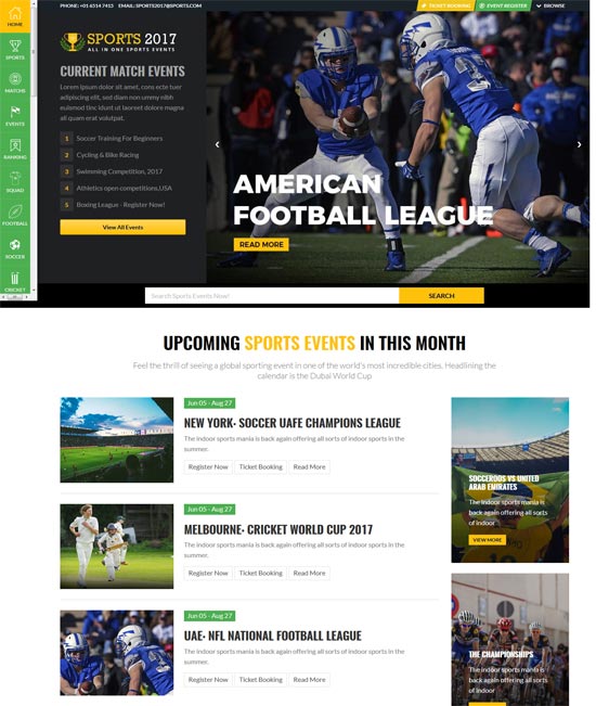 real sports club html template 