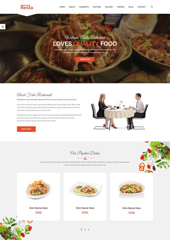 resta restaurant html template 