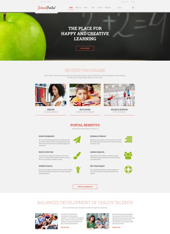 school portal educational joomla template