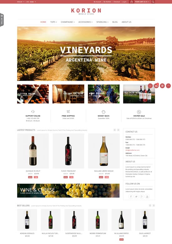 sns korion wine prestashop theme 