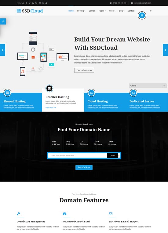 ssdcloud hosting technology business template 